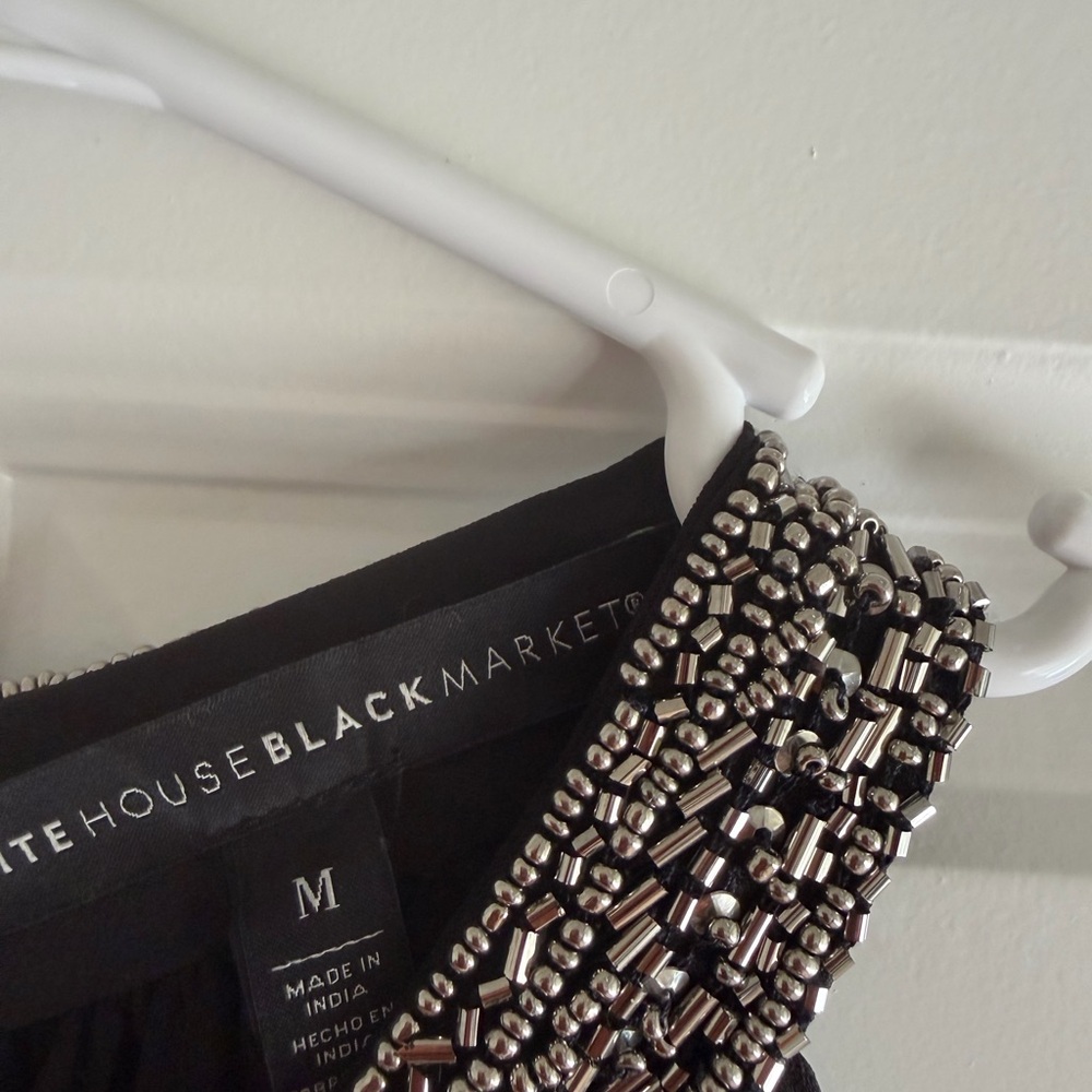 White House Black Market Black Beaded Tank Top